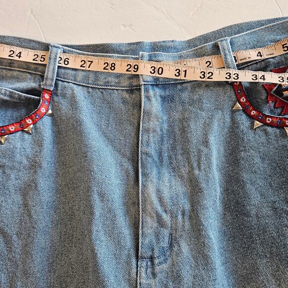 Lew Magram Light Wash Denim Jeans Vintage Women's 10 Southwestern Embellished - Picture 11 of 11